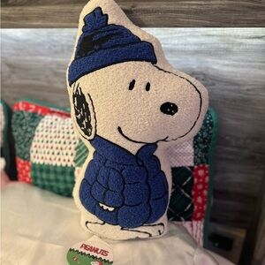 Peanuts Snoopy Blue Holiday Pillow